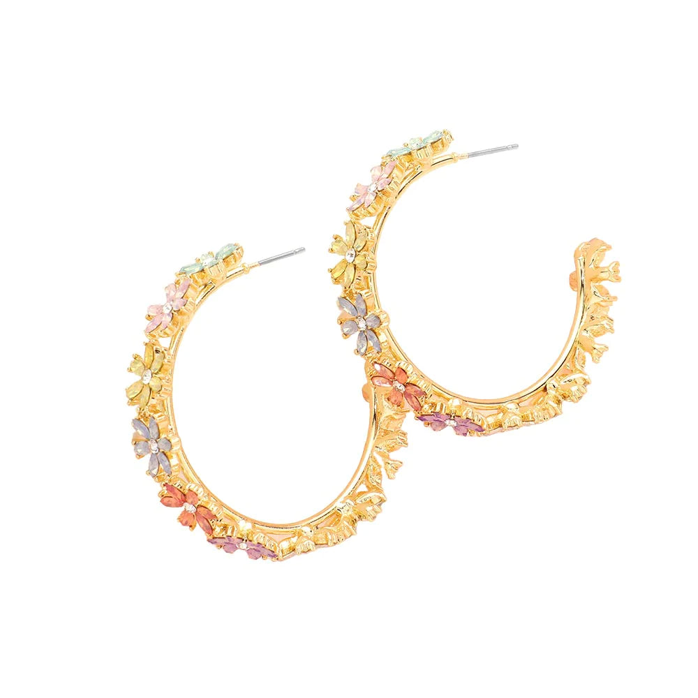 Purple Multi Flower Cluster Hoop Earrings, are beautifully handcrafted jewelry that fits your lifestyle with a gorgeous glow adding a pop of pretty color. Turn your ears into a chic fashion statement with these flower & leaf-themed Earrings! These adorable cluster details hoop earrings are bound to cause a smile. The uniquely designed earrings with various colors are suitable as gifts for wife, girlfriend, lovers, friends, and mother.