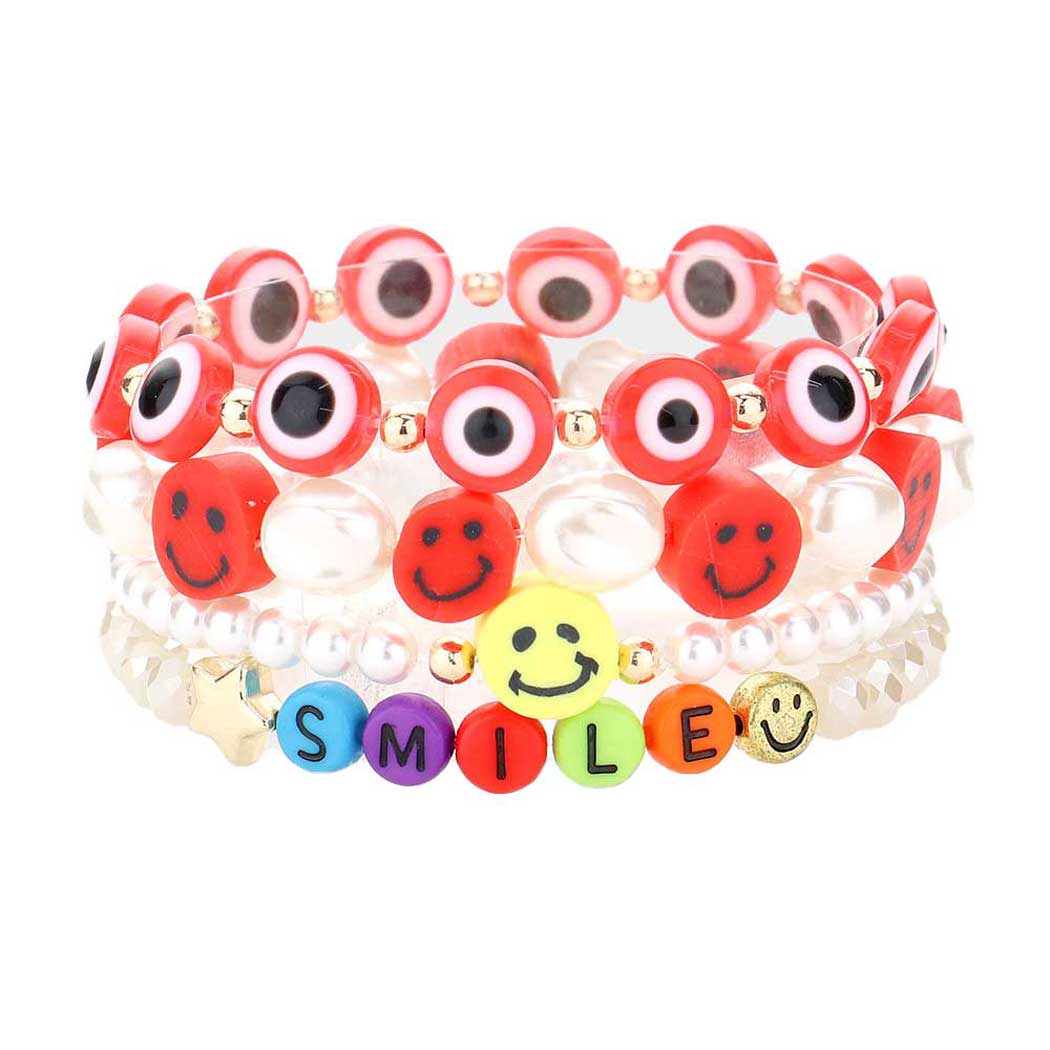 Red 4PCS Freshwater Pearl Evil Eye Beaded Stretch Bracelets, Get ready with these Bracelet, put on a pop of color to complete your ensemble. Perfect for adding just the right amount of shimmer & shine and a touch of class to special events. Perfect Birthday Gift, Valentine's Gift, Anniversary Gift, Mother's Day Gift, Graduation Gift.