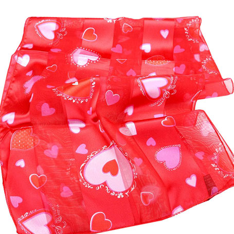 Red 6PCS Silk Feel Satin Striped Heart Pattern Print Scarves, Accent your look with this soft, highly versatile scarf. Great for daily wear in the cold winter to protect you against chill, classic infinity-style scarf. Perfect Gift for Wife, Mom, Birthday, Holiday, Anniversary, Fun Night Out, Valentine's Day Gift.