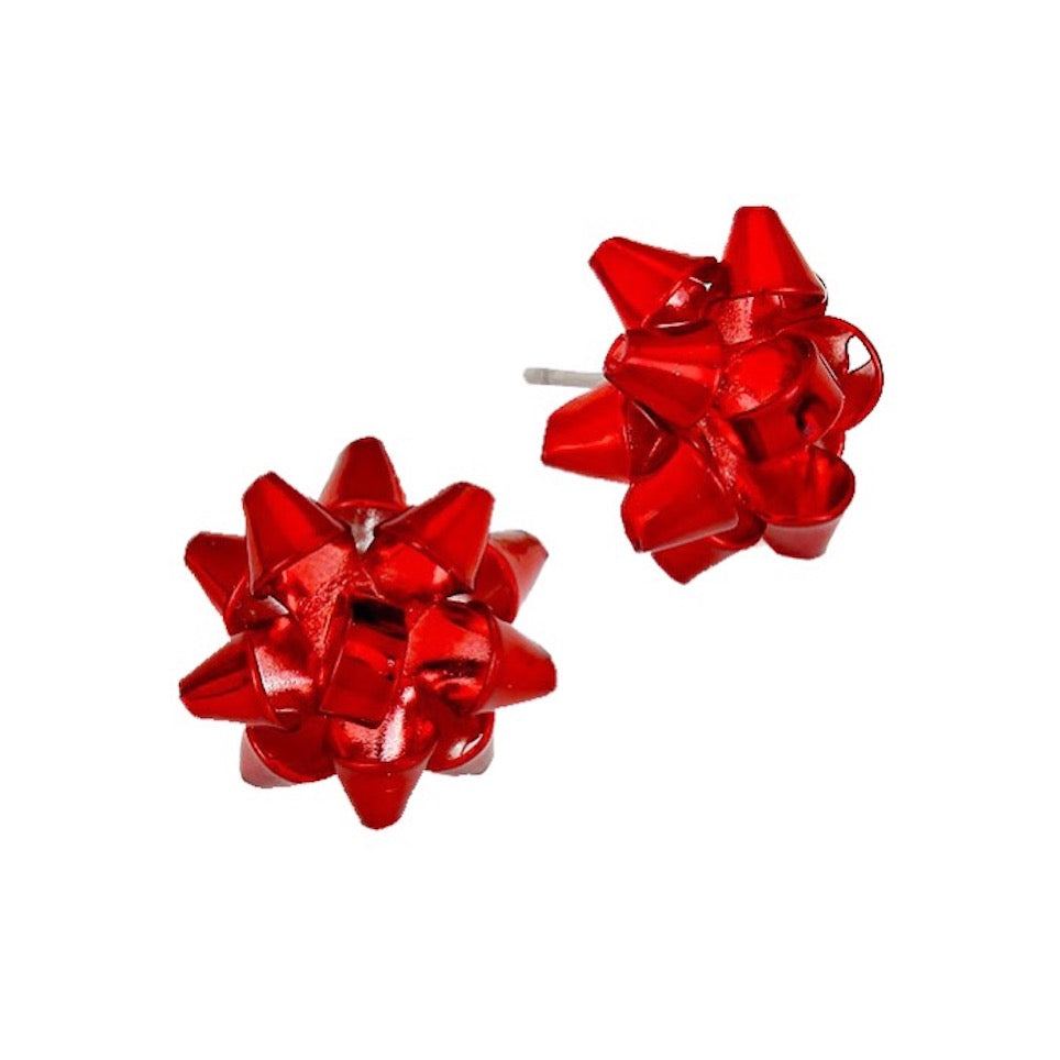 Red Christmas Gift Bow Charm Detailed Christmas Present Holiday Earrings, get into the Christmas spirit with these gorgeous handcrafted Christmas Earrings, will dangle on your earlobes & bring a smile to those who look at you. Perfect Gift December Birthday, Christmas, Stocking Stuffers, Secret Santa, BFF, Holiday Spirit