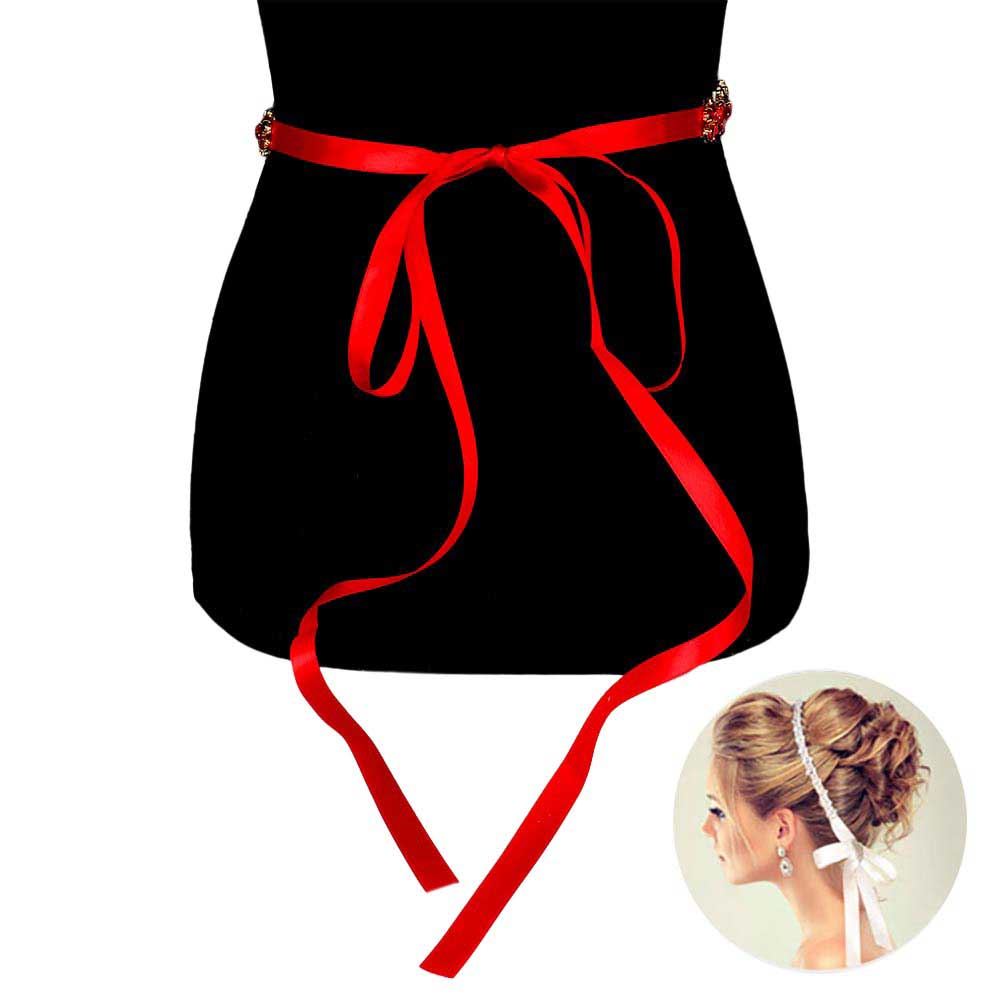 Red Crystal Marquise Floral Sash Ribbon Wedding Belt Headband, A timeless selection, Bridal Belt, Rhinestone Belt, Bridal Belt Sash, Wedding Belt is exceptionally elegant, adding an exquisite detail to your wedding dress or tie it on your hair for a glamorous to any outfit.