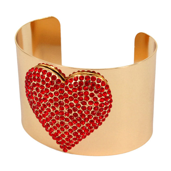 Red Heart Bracelet Embellished Rhinestone Heart Wide Cuff Bracelet Crystal Heart Cuff Bracelet, this Bling Bracelet will put the spotlight on you. Adds a stylish glow to any ensemble. Plenty of crystals for extra SHINE! Perfect Birthday Gift, Valentine's day Gift, Mother's Day Gift, Valentine's Gift, Love you Gift, Crystal Heart Cuff