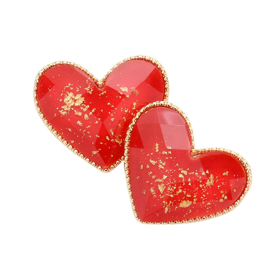 Red Gold Foil Detailed Heart Stud Earrings, Take your love for statement accessorizing to a new level of affection with the heart STUD earrings. Wear these gorgeous gold foil earrings to make you stand out from the crowd & show your trendy choice. Boasting a romantic palette and silhouette. This pretty pair of heart earring studs instantly effortlessly elevates everything from playful motifs to sleek separates.