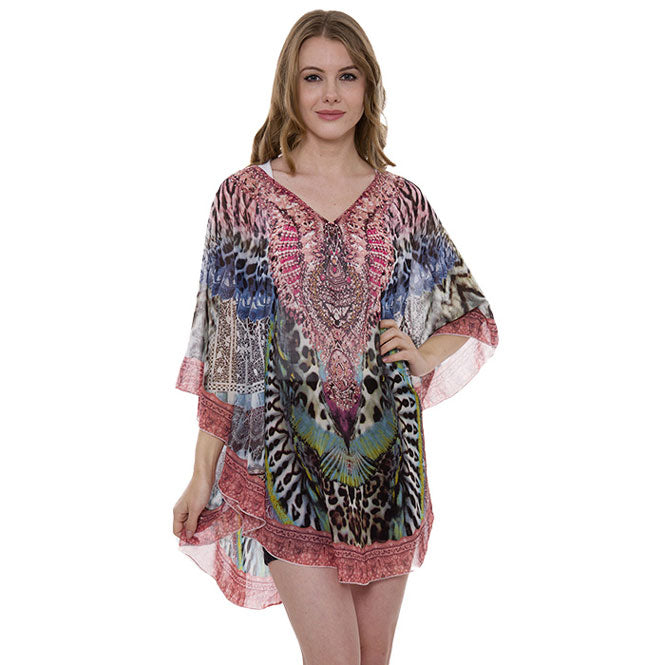 Red Multi Mixed Print Cover Up Poncho, this lightweight Cover Up poncho featuring mixed print and a relaxed silhouette. A fashionable eye catcher, will quickly become one of your favorite accessories, Look perfectly breezy and laid-back as you head to the beach. Great for dating, hanging out, vacation, holiday, outwear. Perfect Gift for Wife, Birthday, Holiday, Fun Night Out.