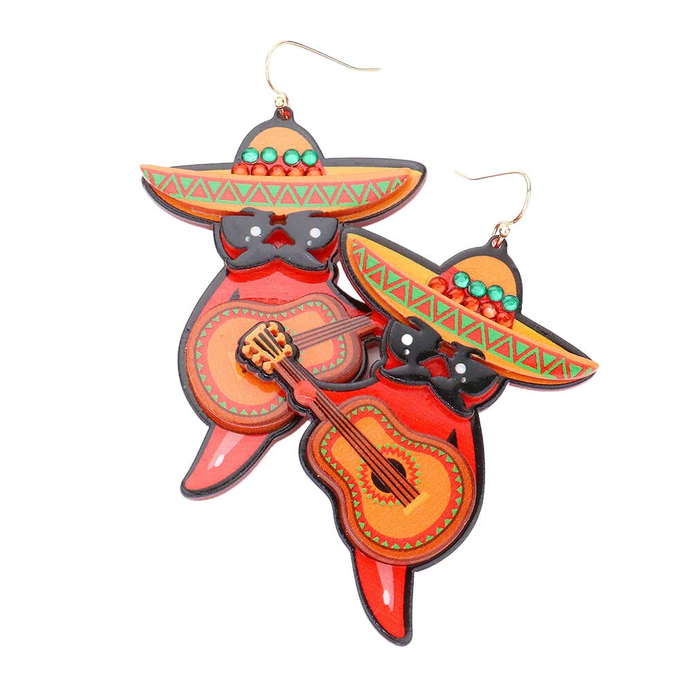 Red Resin Guitar Chili Pepper Dangle Earrings, enhance your attire with these beautiful resin guitar earrings to show off your fun trendsetting style. Can be worn with any daily wear such as shirts, dresses, T-shirts, etc. These chili pepper dangle earrings will garner compliments all day long at Cinco de Mayo. Whether day or night, on vacation, or on a date, whether you're wearing a dress or a coat, these earrings will make you look more glamorous and beautiful.