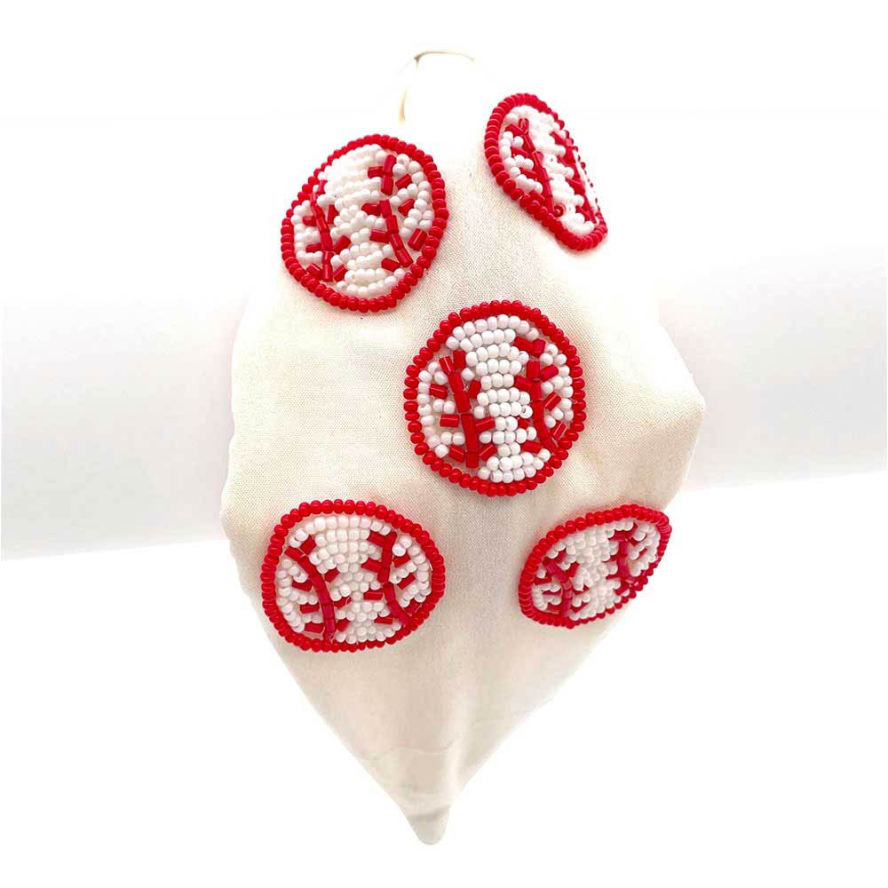 Red Seed Beaded Softball Burnout Knot Headband. These seed beads headbands will make you feel extra glamorous. Push back your hair with this headband, and spice up any plain outfit! Be ready to receive compliments. Be the ultimate trendsetter wearing this chic headband with all your stylish outfits!
