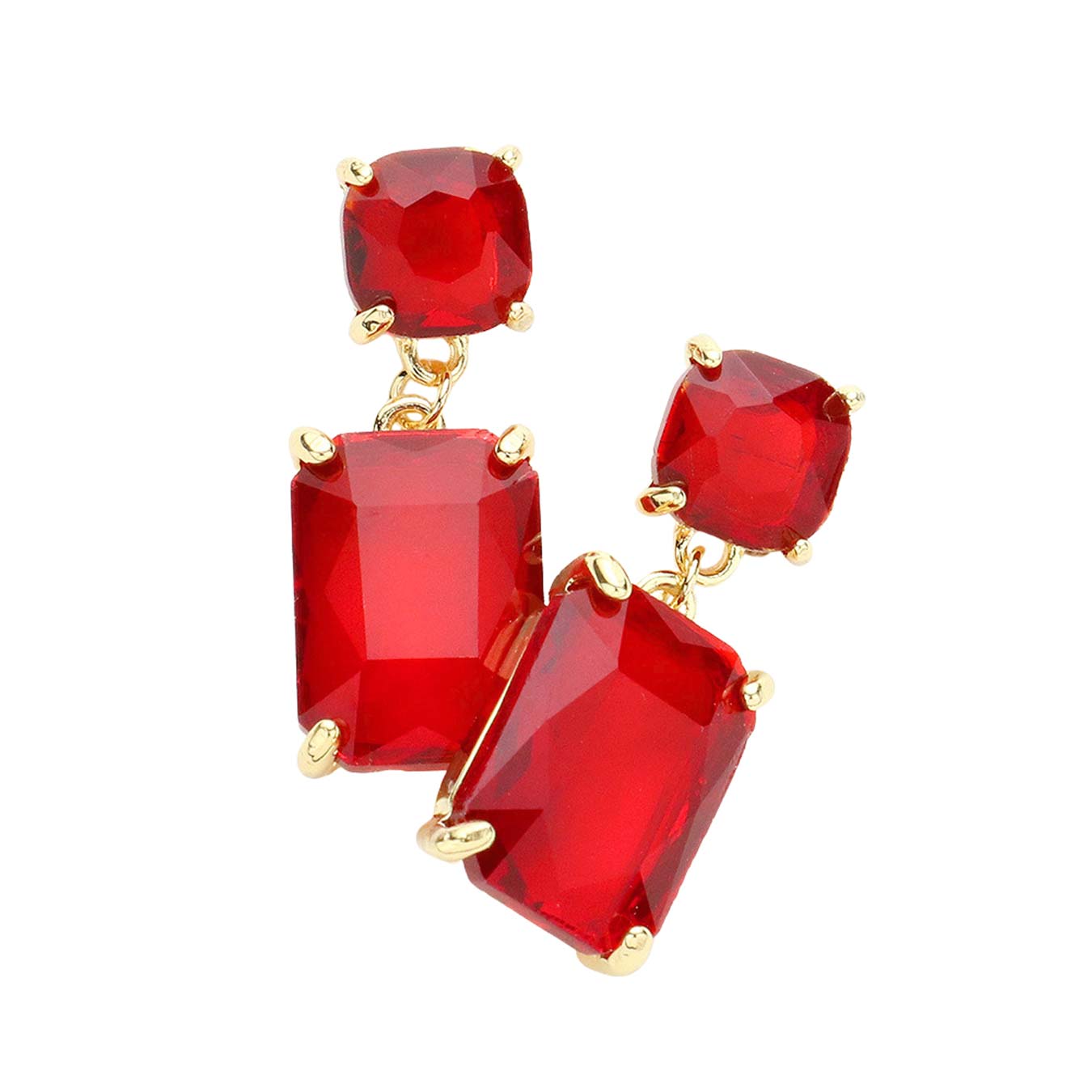 Red Square Rectangle Link Dangle Evening Earrings, Beautiful Square Rectangle shaped dangle earrings. These elegant, comfortable earrings can be worn all day to dress up any outfit. The elegance of these earrings puts on a pop of color to complete your ensemble. The perfect accessory for adding just the right amount of shimmer and a touch of class to special events.