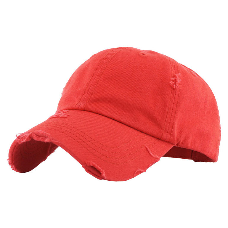 Red Distressed Baseball Cap, Red Vintage Ponytail Baseball Cap, comfy vintage cap great for a bad hair day, pull your bun or ponytail thru the back opening, great for keeping your hair away from face while exercising, running, playing sports or just taking a walk. Perfect Birthday Gift, Mother's Day Gift, Anniversary Gift, Thank you Gift, Graduation
