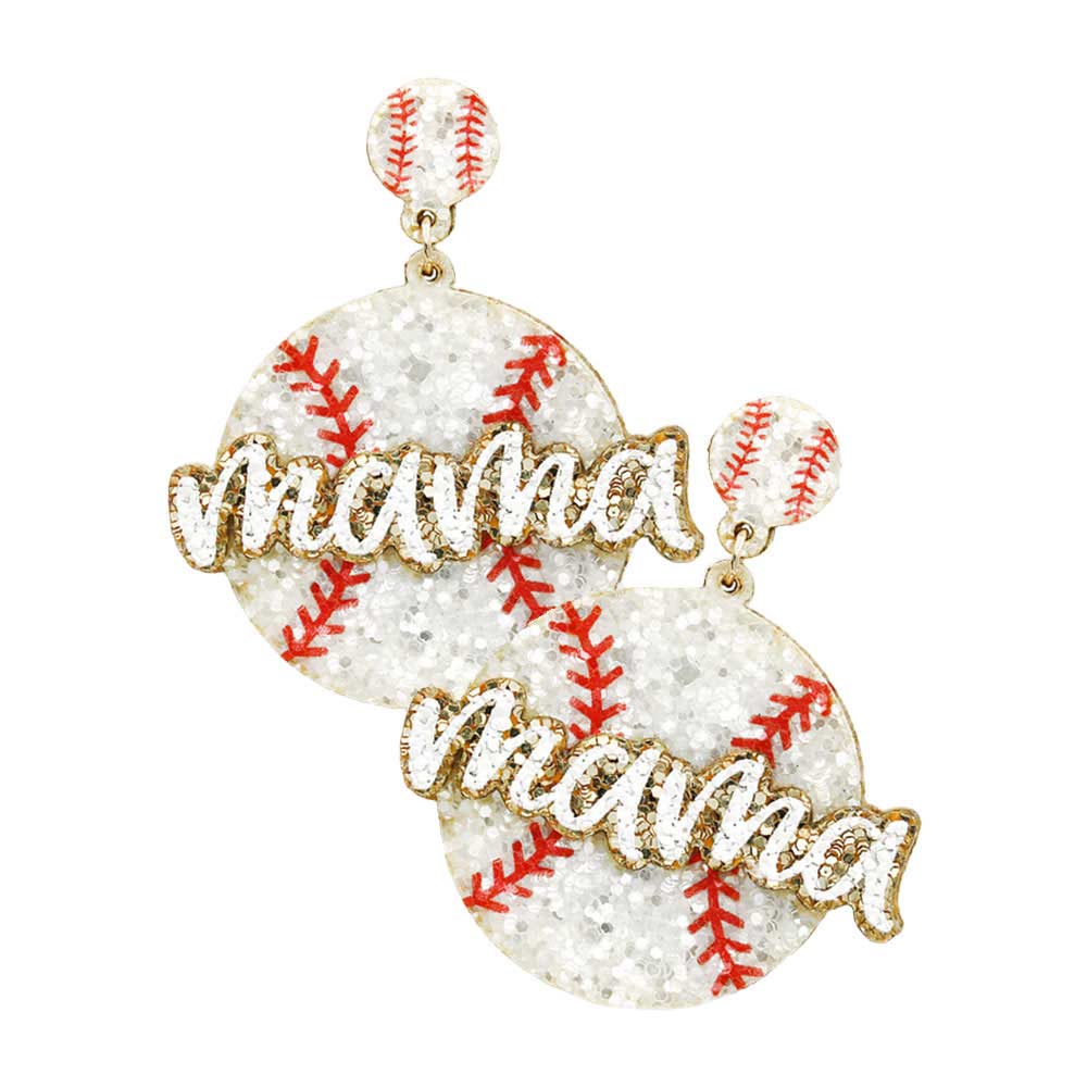Red White Felt Back Sequin Baseball Mama Dangle Earrings, are beautifully designed with a message theme that will make a glowing touch on everyone, especially those who love sports or baseball. This is awesome pair of earrings that is perfect for showing your love for your mom! It features a beautiful sequin design. Ideal for wearing while going out with mom or on mother's day, valentine's day, family occasions, mom's birthday, & other meaningful occasions with mom.