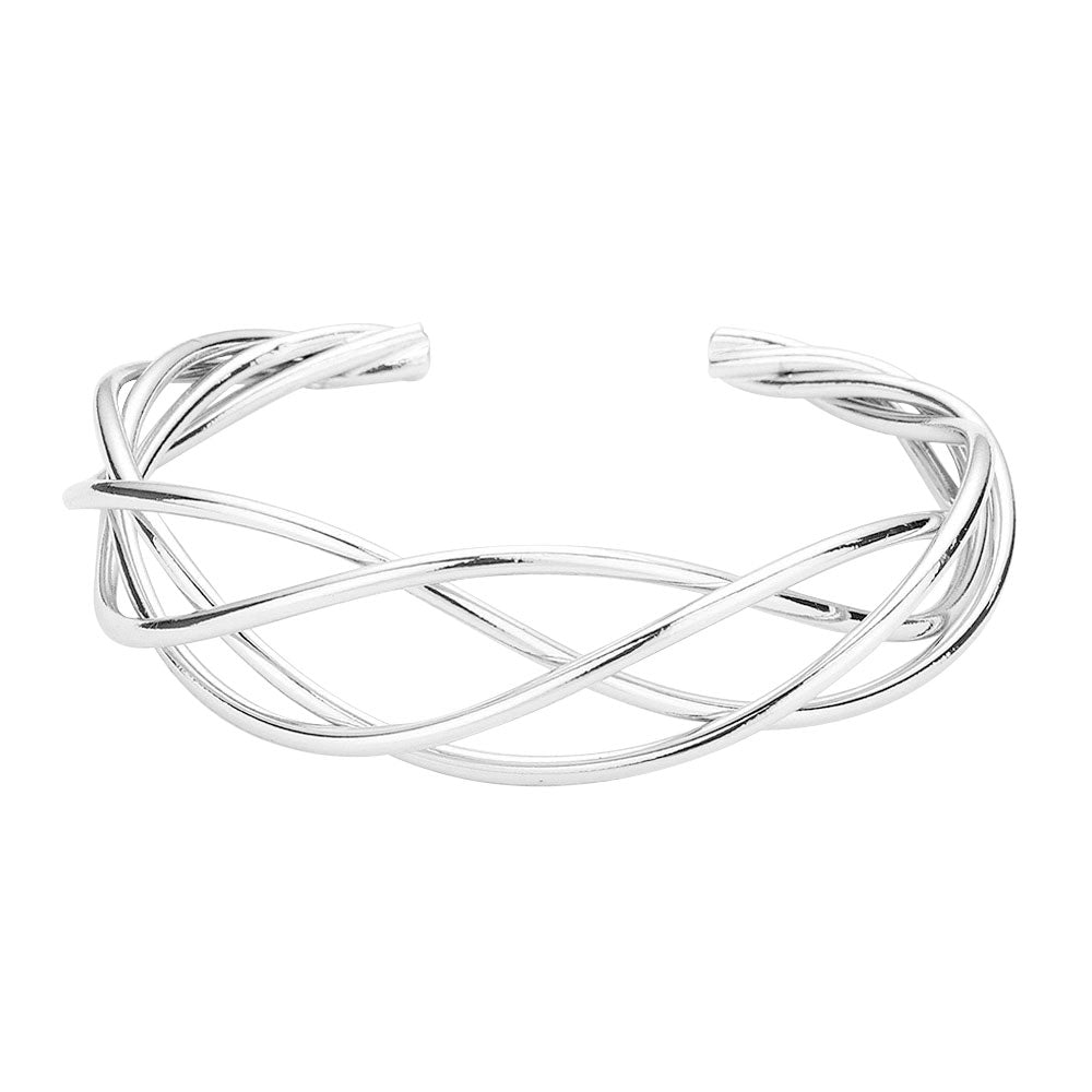 Brass Metal Braided Cuff Bracelet