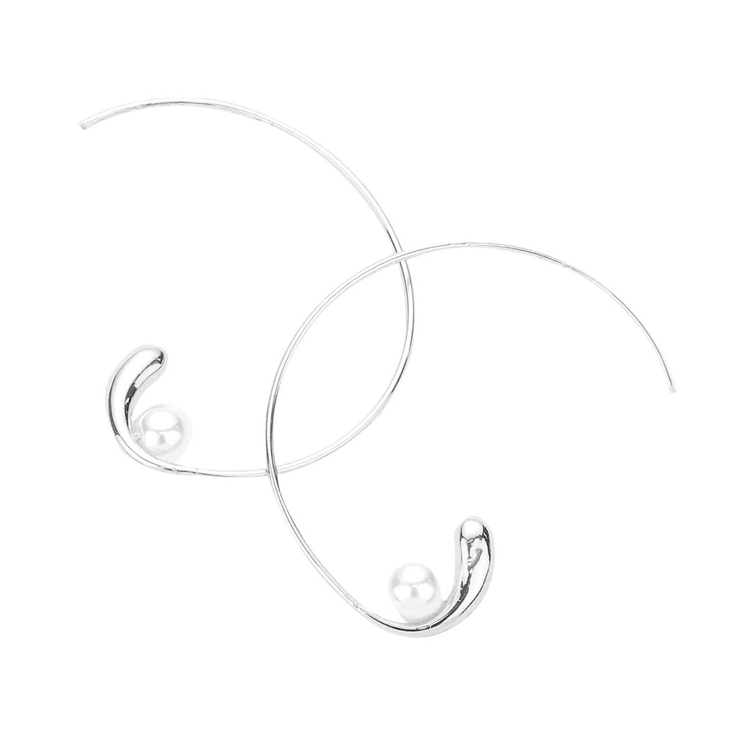 Rhodium Cream Pearl Accented Metal Hoop Earrings. Get ready with these earrings, put on a pop of color to complete your ensemble. Perfect for adding just the right amount of shimmer & shine and a touch of class to special events.This beautiful pearl themed Collection earrings makes a perfect Birthday Gift, Mother’s Day Gift, Graduation Gift, Thank you Gift.