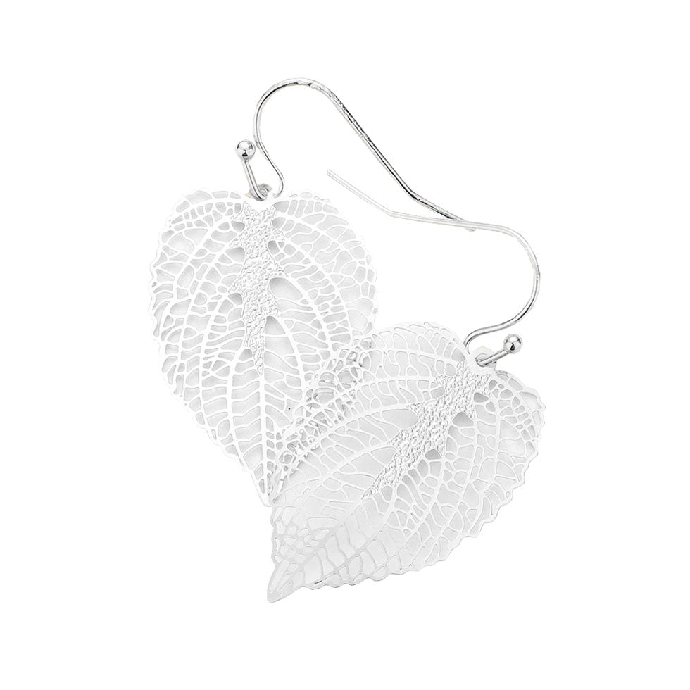 Rhodium Filigree Brass Metal Leaf Dangle Earrings, put on a pop of color to complete your ensemble. Perfect for adding just the right amount of shimmer & shine and a touch of class to special events. Perfect Birthday Gift, Anniversary Gift, Mother's Day Gift, Graduation Gift.