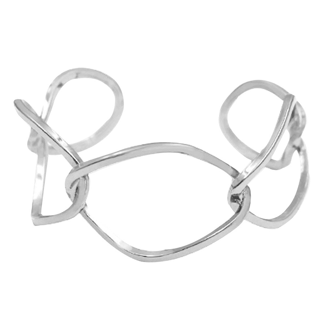 Rhodium Solid Brass Open Metal Link Cuff Bracelet, Look like the ultimate fashionista with these Bracelets! Add something special to your outfit this Valentine! Special It will be your new favorite accessory. Perfect Birthday Gift, Mother's Day Gift, Anniversary Gift, Graduation Gift, Valentine's Day Gift, Thank you Gift.