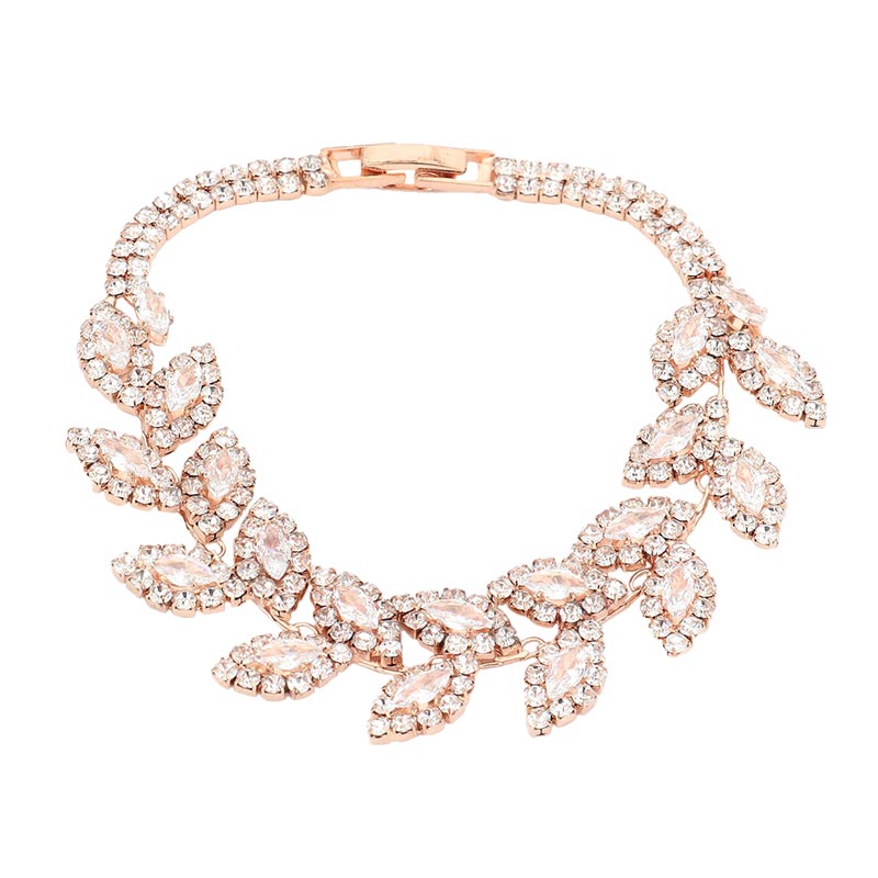 Rose Gold CZ Marquise Stone Accented Evening Bracelet, get ready to make a glowing beauty and receive compliments with this evening bracelet on your special occasions. Put on a pop of color to complete your ensemble. Perfect for adding just the right amount of shimmer & shine and a touch of class to special events. It's the thing just what you need to update your wardrobe. Perfect gift for Birthday, Anniversary, Mother's Day, Thank you, Just Because Gift, and Daily Wear. Express the royalty with beauty!