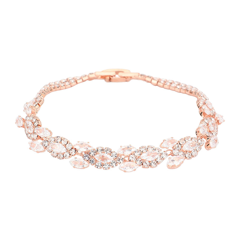 Rose Gold Elegant CZ Marquise Stone Accented Evening Bracelet, get ready to make a glowing beauty and receive compliments with this evening bracelet on your special occasions. Put on a pop of color to complete your ensemble. Perfect for adding just the right amount of shimmer & shine and a touch of class to special events. It's the thing just what you need to update your wardrobe. Perfect gift for Birthday, Anniversary, Mother's Day, Thank you, Just Because Gift, and Daily Wear