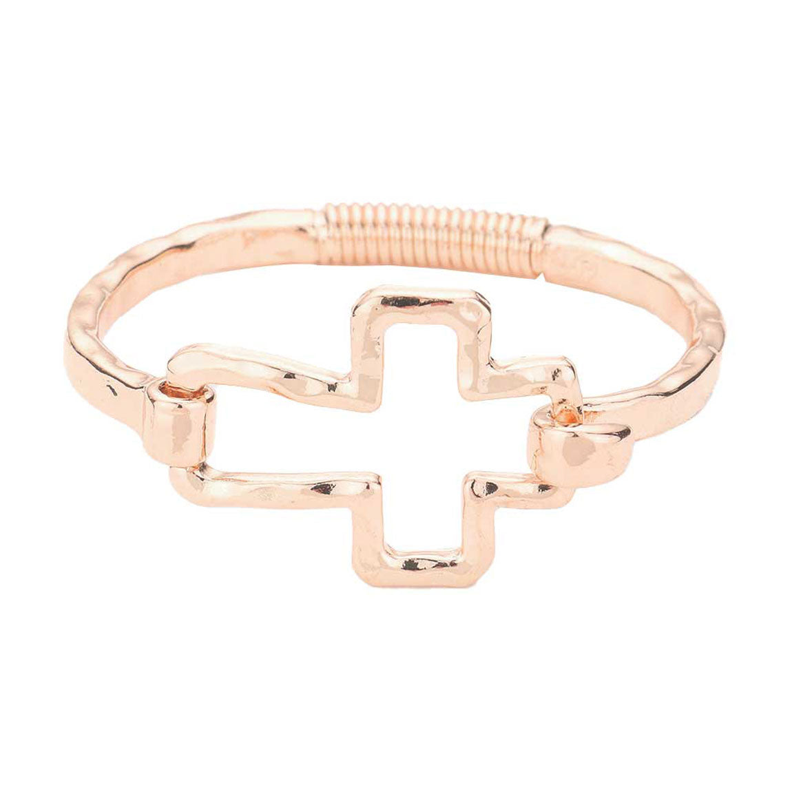 Rose Gold Hammered Open Metal Cross Hook Bracelet. Get ready with these necklace, put on a pop of shine to complete your ensemble. Perfect for adding just the right amount of shimmer and a touch of class to special events, Wedding and Evening. Awesome gift for birthday, Anniversary, Valentine’s Day or any special occasion.