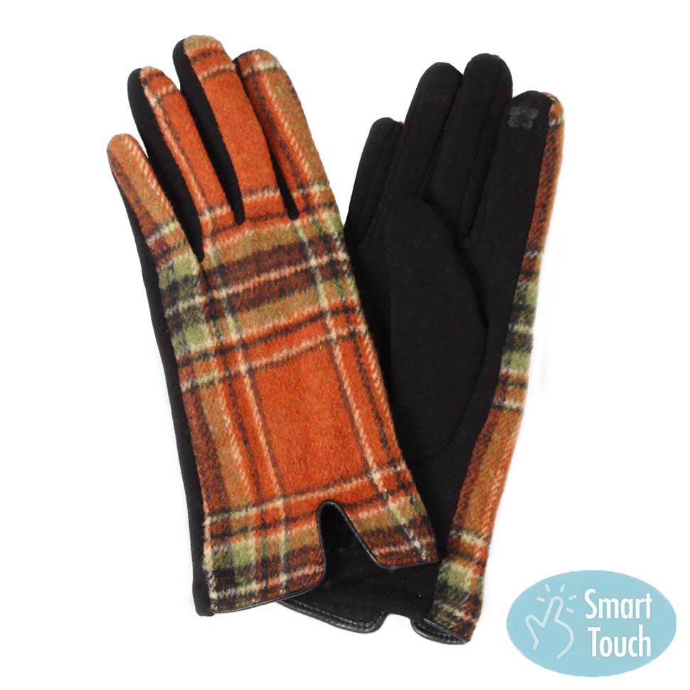Rust Plaid Check Patterned Touch Smart Gloves, enrich your smartness and comfortability. Perfect to complete your outfit in a trendy and stylish way. It keeps you warm and toasty on winter and cold days. It's suitable to use your electronic devices and touchscreens with ease while keeping your fingers covered, and swiping away! A pair of these gloves are awesome winter gift for your family, friends, anyone you love, and even yourself. Stay trendy and comfortable!