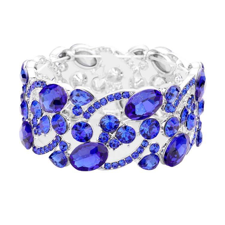 Sapphire Glass Crystal Oval Butterfly Stretch Evening Bracelets. These gorgeous stone pieces will show your class in any special occasion. The elegance of these Stone goes unmatched, great for wearing at a party! Perfect jewelry to enhance your look. Awesome gift for birthday, Anniversary, Valentine’s Day or any special occasion.