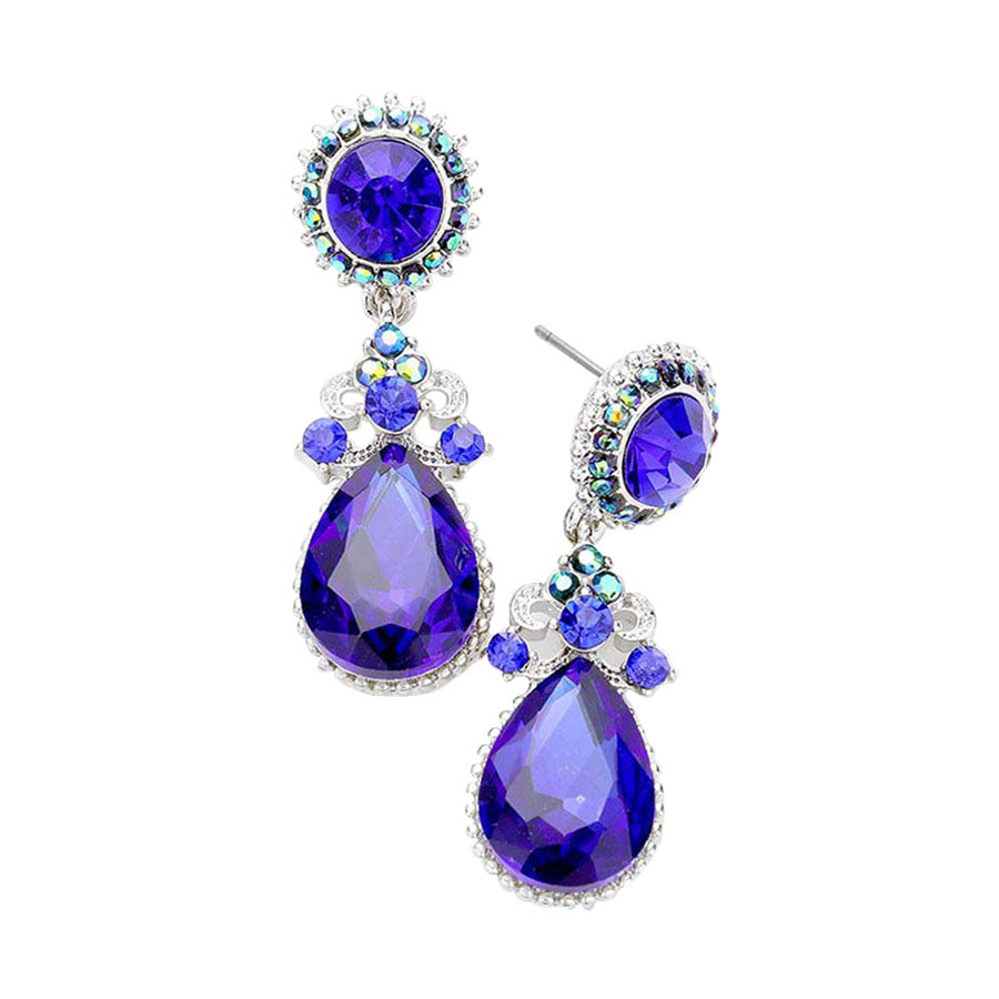Sapphire Glass Crystal Teardrop Dangle Evening Earrings. Look like the ultimate fashionista with these Earrings! Add something special to your outfit this Valentine! special It will be your new favorite accessory. Perfect Birthday Gift, Anniversary Gift, Mother's Day Gift, Graduation Gift, Valentine's Day Gift.