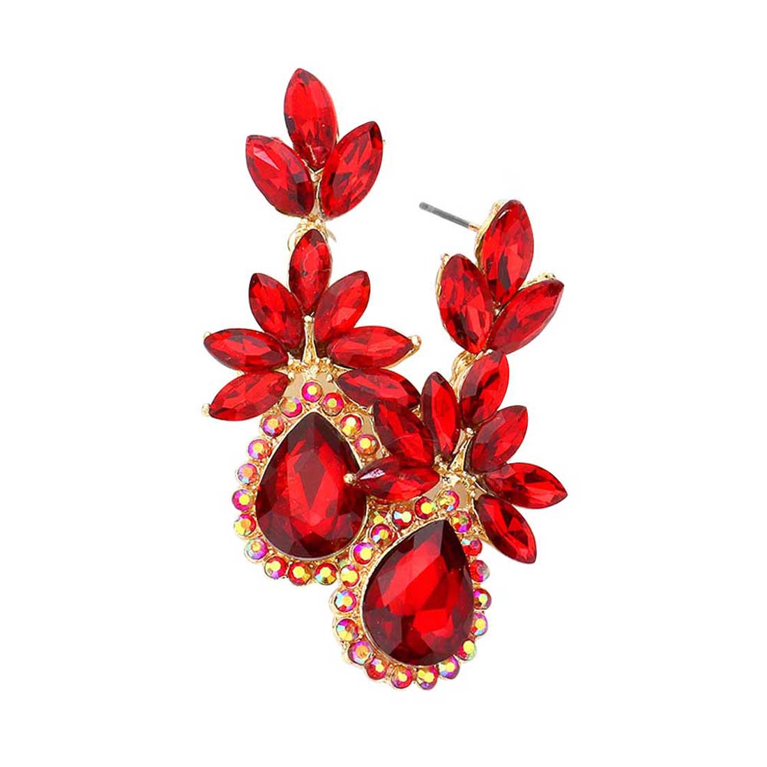 Siam Marquise Stone Cluster Teardrop Accented Dangle Evening Earrings. Look like the ultimate fashionista with these Earrings! Add something special to your outfit ! It will be your new favorite accessory. Perfect Birthday Gift, Anniversary Gift, Mother's Day Gift, Graduation Gift, Prom Jewelry, Just Because Gift, Thank you Gift.