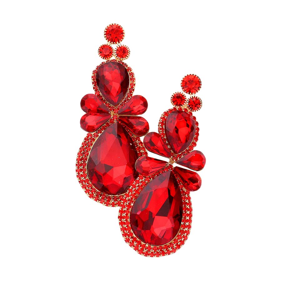 Siam Teardrop Accented Dangle Evening Earrings, are beautifully decorated to dangle on your earlobes on special occasions for making you stand out from the crowd. Wear these evening earrings to show your unique yet attractive & beautiful choice. Perfect gift for Birthdays, anniversaries, Graduation, and Prom Jewelry.