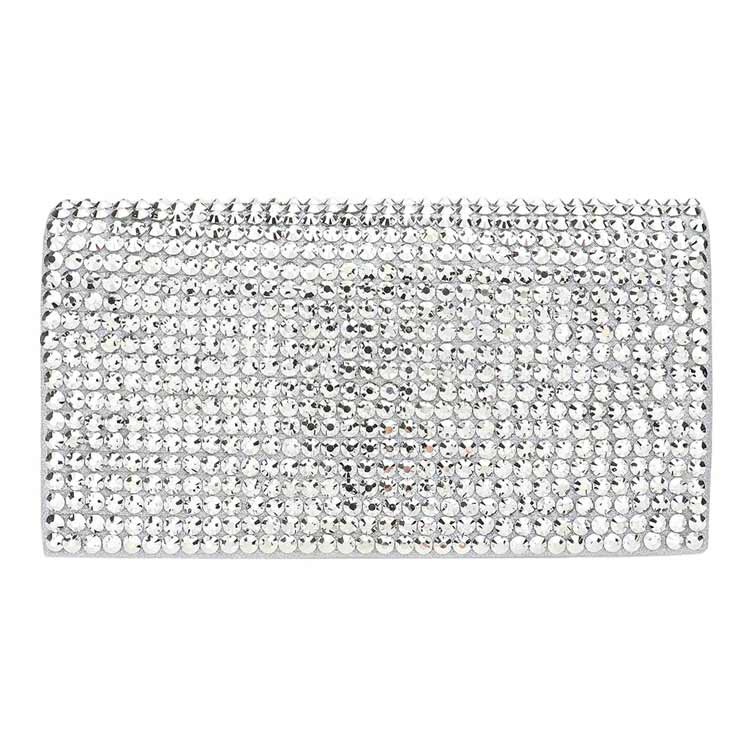 Silver Bling Studded Evening Clutch Crossbody Bag, is the perfect choice to carry on the special occasion with your handy stuff. It is lightweight and easy to carry throughout the whole day. You'll look like the ultimate fashionista while carrying this Crossbody Evening Bag. This stunning Bling Studded Clutch bag is perfect for weddings, parties, evenings, cocktail parties, wedding showers, receptions, proms, etc.