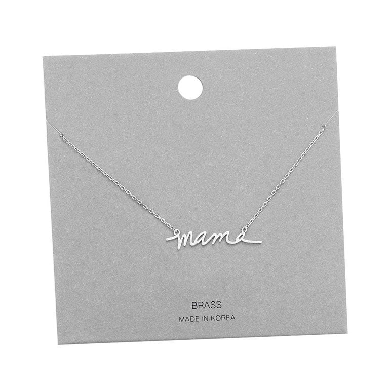 Silver Brass Metal MAMA Pendant Necklace, Get ready with these Necklace, put on a pop of color to complete your ensemble. Perfect for adding just the right amount of shimmer & shine and a touch of class to special events. This Mama Necklace is the ideal Mother's Day present for all the unique ladies in your life, as well as those who have been inspired by sports moms