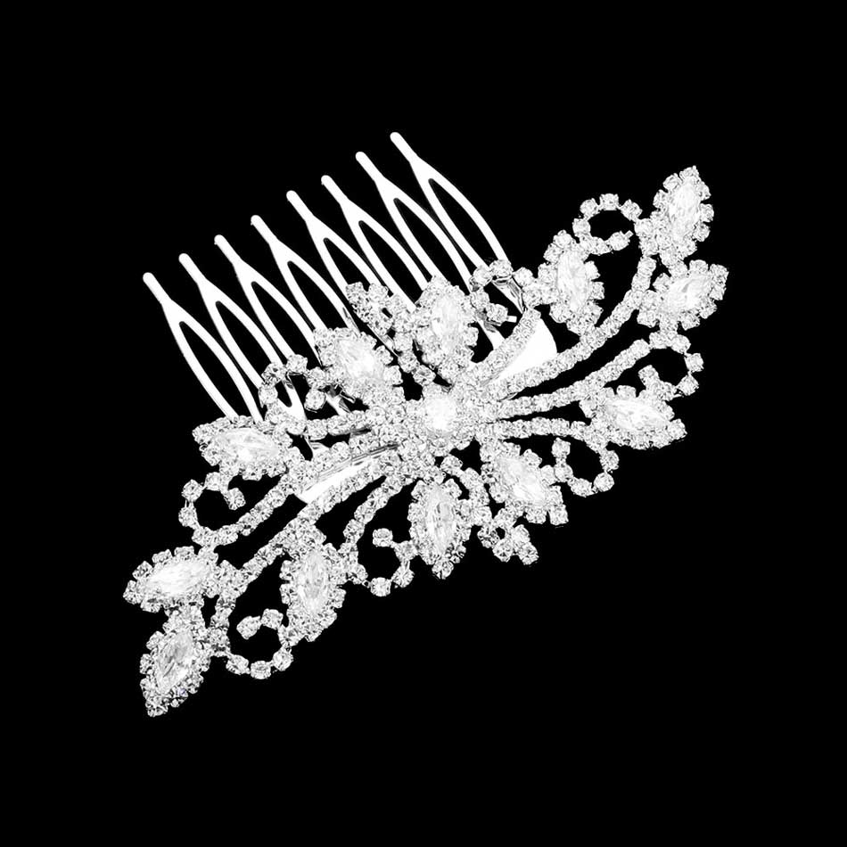 Silver Cz Marquise Accented Hair Comb, amps up your hairstyle with a glamorous look on special occasions with this Cz Marquise Accented Hair Comb! It will add a touch to any special event. These are Perfect Birthday Gifts, Anniversary Gifts, Mother's Day Gifts, Graduation gifts, and any occasion.