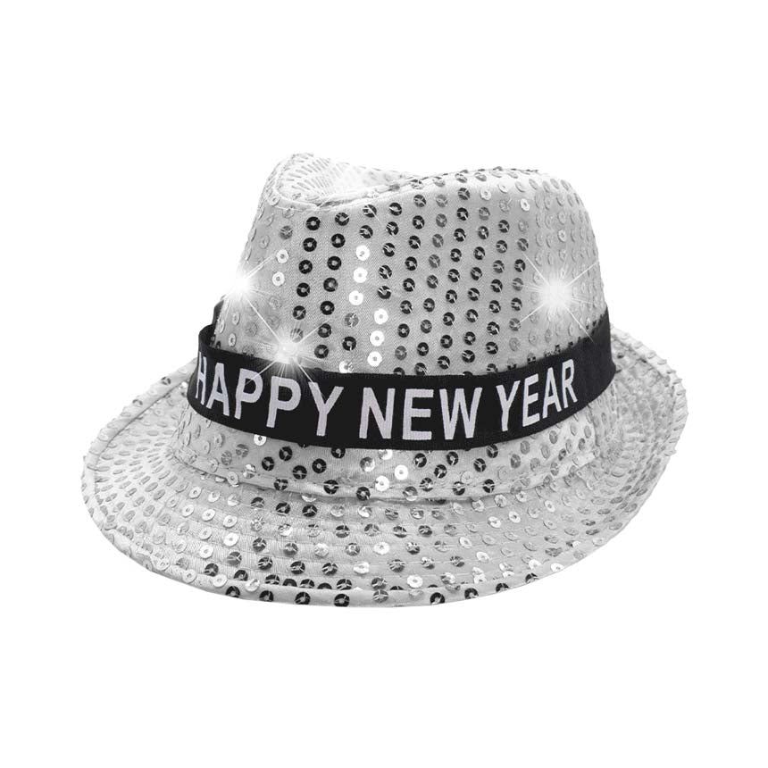 Silver Happy New Year Led Light Up Panama Hat, absolutely a fabulous hat for this new year party. Whether you’re lounging by the pool or attend at a new year eve's party, this is a great hat that can keep you stay cool and comfortable in a party mood. It amps up your beauty & class to a greater extent. This unique, timeless & classic fun style Hat looks cool & fashionable. It's large, comfortable, and ideal for travelers who are spending time in outdoors & parties.