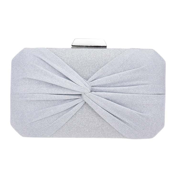 Silver Knotted Shimmery Evening Clutch Crossbody Bag, is the perfect choice to carry on the special occasion with your handy stuff. It is lightweight and easy to carry throughout the whole day. You'll look like the ultimate fashionista while carrying this Knot-themed Rhinestone Crossbody Evening Bag. This stunning Clutch bag is perfect for weddings, parties, evenings, cocktail parties, wedding showers, receptions, proms, etc.