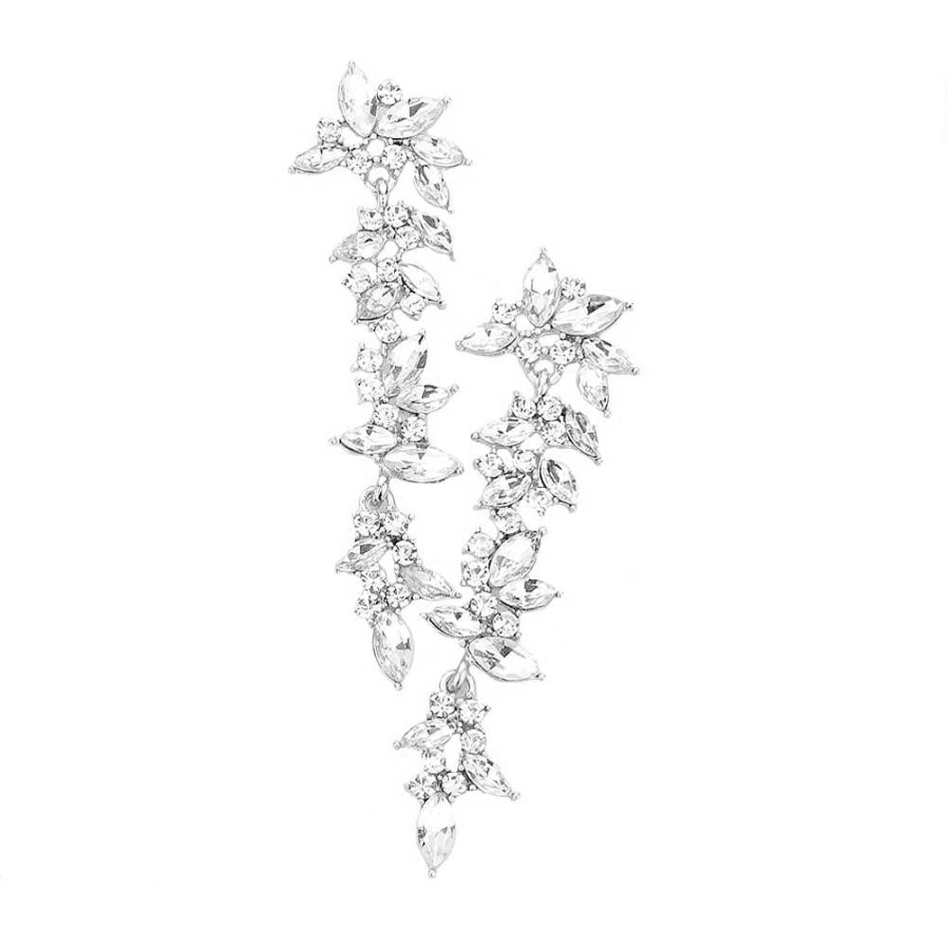 Silver Marquise Stone Cluster Drop Dangle Evening Earrings. These gorgeous stone pieces will show your class in any special occasion. The elegance of these stone goes unmatched, great for wearing at a party! Perfect jewelry to enhance your look. Awesome gift for birthday, Anniversary, Valentine’s Day or any special occasion.