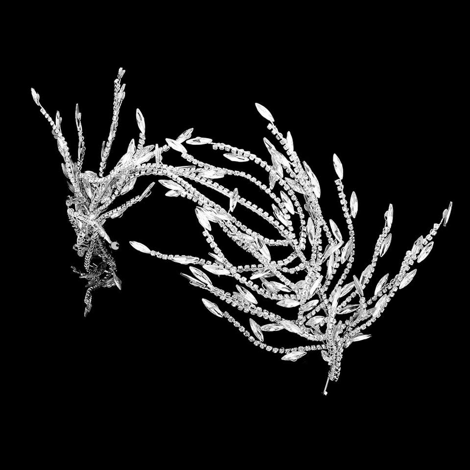 Silver Marquise Stone Pointed Bun Wrap Headpiece, this stunning Leaf themed bridal headpiece is created using glittering and beautiful marquise stone that accents the beauty to a greater extent with a classy look. Wear this headpiece for a textured lovely feel and show your perfect choice. Add spectacular sparkle to your hair, Keep your hairstyle as glamorous as you are with this stone headpiece on any special occasion.