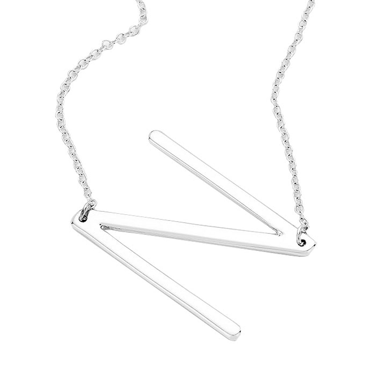 Silver N Monogram Metal Pendant Necklace. Beautifully crafted design adds a gorgeous glow to any outfit. Jewelry that fits your lifestyle! Perfect Birthday Gift, Anniversary Gift, Mother's Day Gift, Anniversary Gift, Graduation Gift, Prom Jewelry, Just Because Gift, Thank you Gift.
