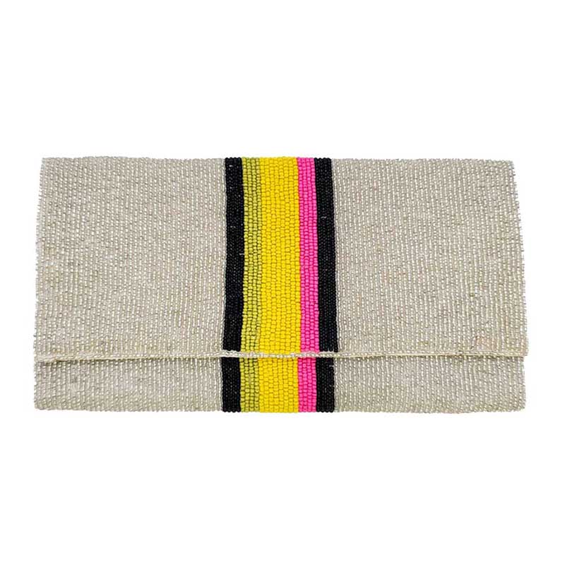 Silver Rainbow Color Block Seed Beaded Clutch Crossbody Bag, Look like the ultimate fashionista when carrying this small Clutch bag, great for when you need something small to carry or drop in your bag. Keep your keys handy & ready for opening doors as soon as you arrive. Perfect Birthday Gift or any other events.