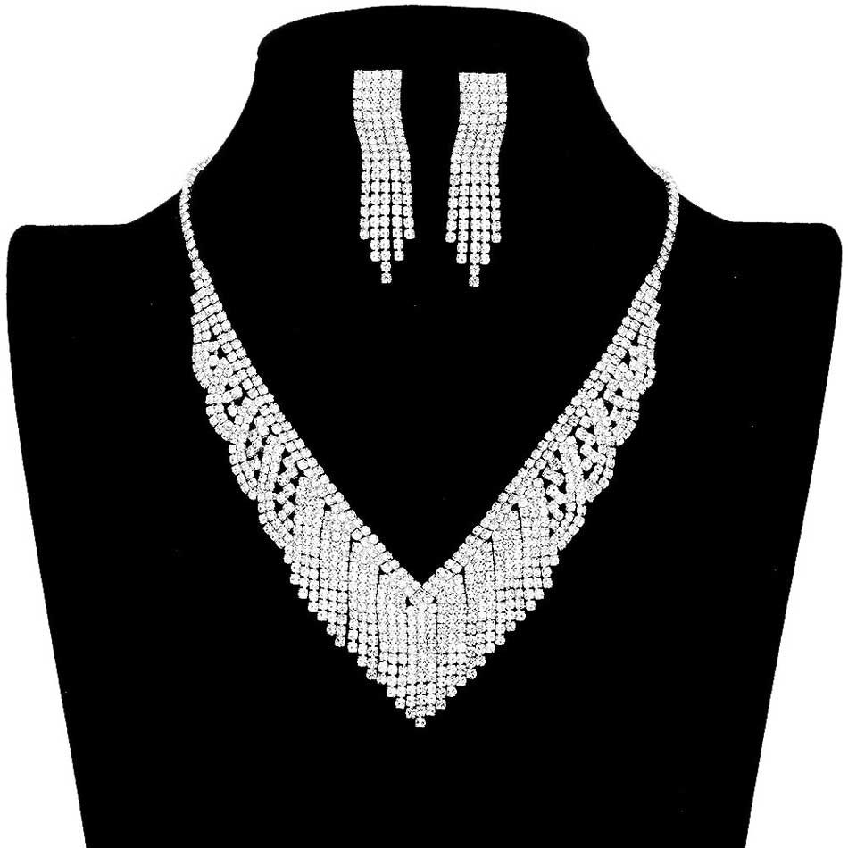 Silver Rhinestone Pave V Shaped Necklace, Get ready with these rhinestone Pave Necklace, put on a pop of color to complete your ensemble. Perfect for adding just the right amount of shimmer & shine and a touch of class to special events. Wearing this pave necklace will make you look like extra glamor. Perfect Birthday Gift, Anniversary Gift, Mother's Day Gift, Valentine's Day Gift.