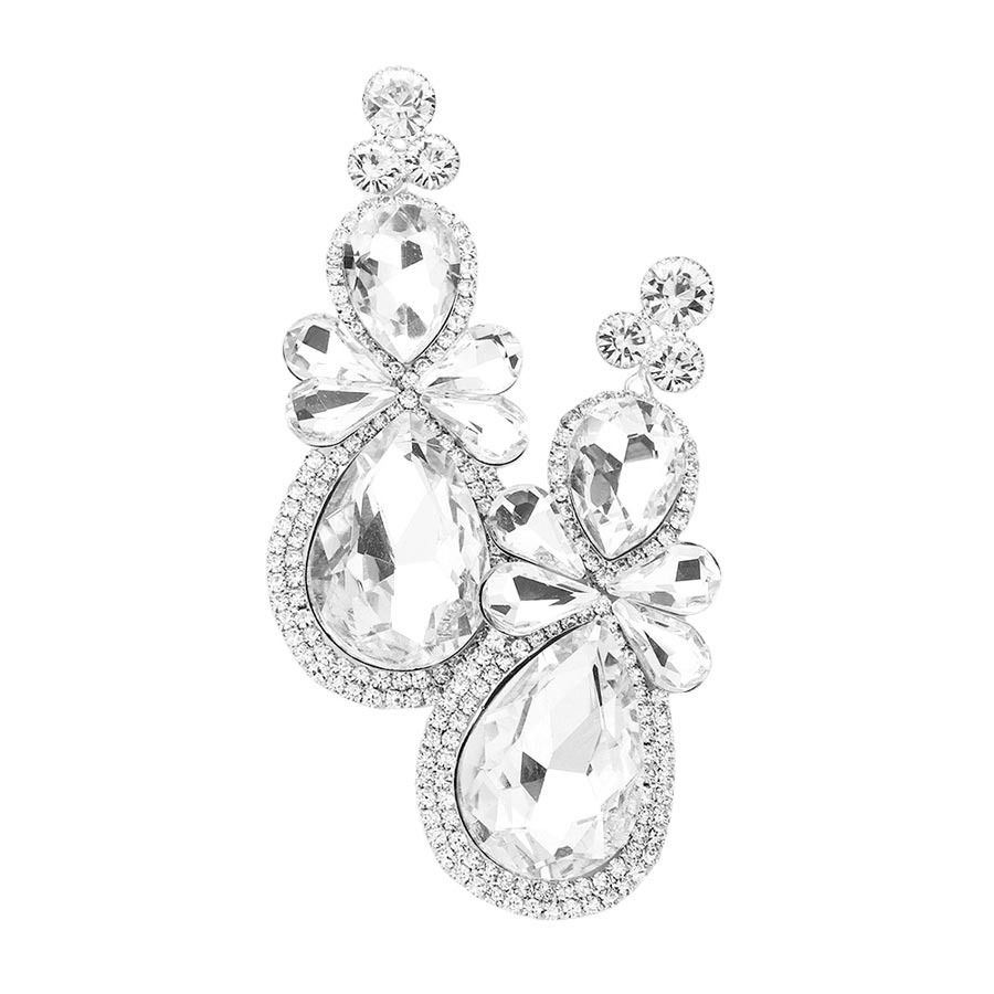 Silver Teardrop Accented Dangle Evening Earrings, are beautifully decorated to dangle on your earlobes on special occasions for making you stand out from the crowd. Wear these evening earrings to show your unique yet attractive & beautiful choice. Perfect gift for Birthdays, anniversaries, Graduation, and Prom Jewelry.