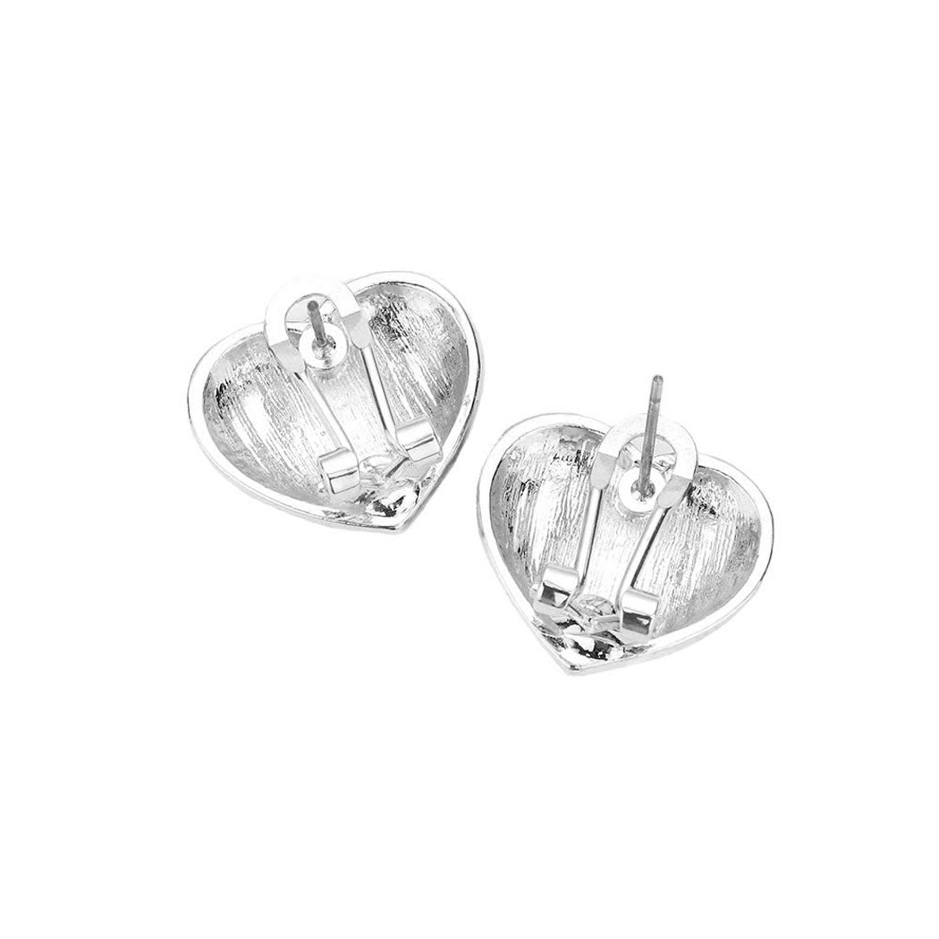 Silver Trendy Stylish Textured Metal Heart Earrings, put on a pop of color to complete your ensemble. Beautifully crafted design adds a gorgeous glow to any outfit Perfect for adding just the right amount of shimmer & shine . Perfect Birthday Gift, Anniversary Gift, Mother's Day Gift, Graduation Gift.