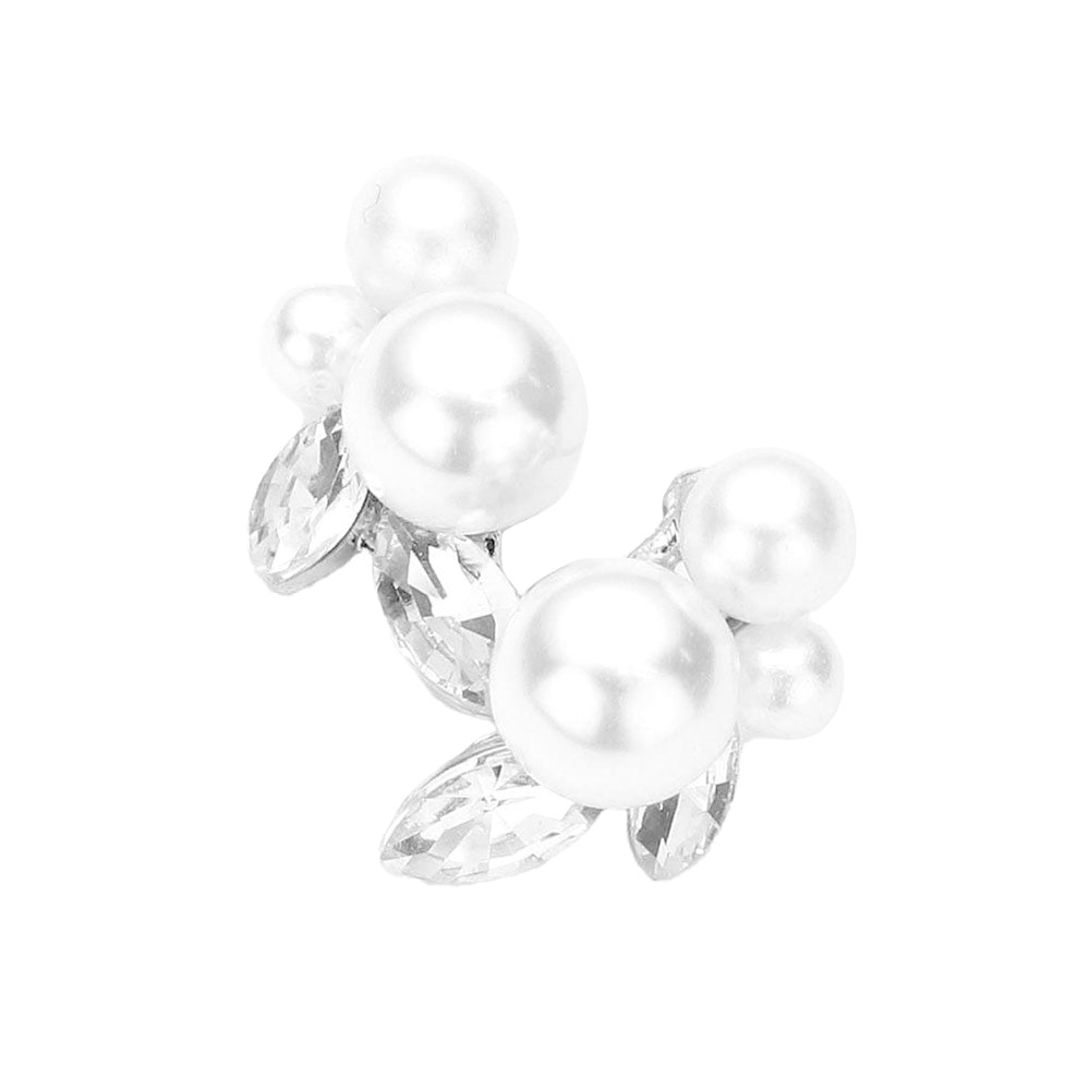 Silver Triple Pearl Accented Stud Earrings, be gorgeous and make an individual statement of fashion with these beautiful stud earrings. It will be your new favorite accessory to enlighten your perfect beauty at any place, anytime. It's perfectly lightweight to wear throughout the whole day. These adorable earrings are bound to cause a smile or two on any special occasion.