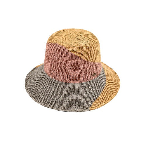 Tan, Rose, Grey C.C Handmade Two-Tone Paper Crochet Sun Hat Beach Hat, eco-friendly hat whether basking under the sun at the beach, by the pool & kicking back with friends at the lake, a great hat keeps you cool. Perfect Birthday Gift, Mother's Day Gift, Anniversary Gift, Vacation Getaway, Thank you Gift, Color Hat, Crochet Straw Hat