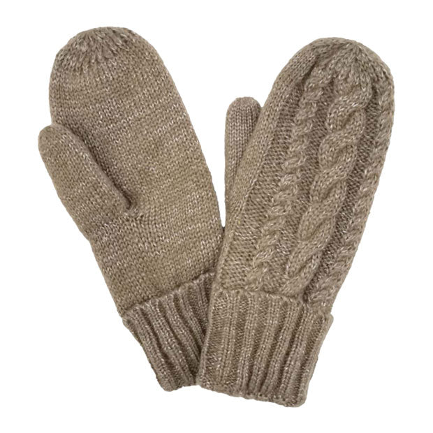 Taupe Acrylic One Size Cable Knit Mitten Sherpa Lining Gloves, gives your look so much eye-catching texture with Lining embellishment, a cozy feel, very fashionable, attractive, cute looking in winter season. These warm gloves will allow you to use your electronic device with ease. Perfect Gift!