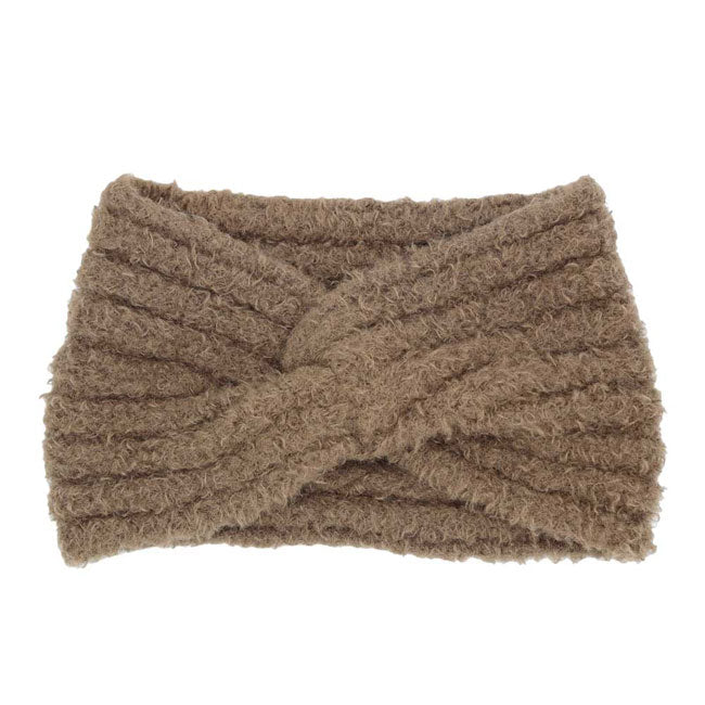Taupe Fuzzy Twisted Headband. Create a natural look while perfectly matching your color with the easy to use Fuzzy Twisted Headband. Adds a super neat and trendy twist to any boring style. Be the ultimate trendsetter wearing this chic headband with all your stylish outfits! Perfect for everyday wear; special occasions, outdoor festivals and more.