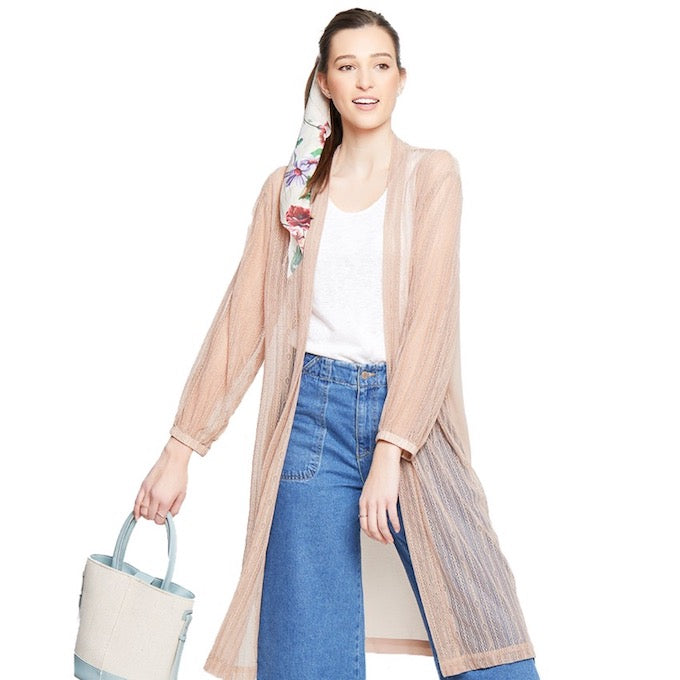 Taupe Lace Detailed Long Sleeve Sheer Kimono Poncho Open Cardigan Beachwear; wear over your favorite blouse & slacks for a chic stylish look, use over your bathing suit, enjoy the beach or pool. Perfect Birthday Gift, Mother's Day Gift, Anniversary Gift, Beachwear, Thank you Gift, Sheer Cover-Up Kimono, Laced Kimono Cardigan