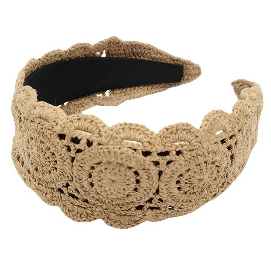 Taupe Solid Crochet Headband, Create a natural look while perfectly matching your color with the easy to use Crochet Headband. Adds a super neat and trendy twist to any boring style. Be the ultimate trendsetter wearing this chic headband with all your stylish outfits! Perfect for everyday wear; special occasions, outdoor festivals and more.
