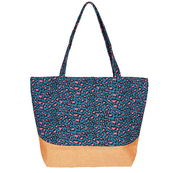 Teal Leopard Print Jute Tote Bag, Look like the ultimate fashionista with these Tote Bag! Add something special to your outfit! This fashionable bag will be your new favorite accessory. Perfect Birthday Gift, Anniversary Gift, Mother's Day Gift, Graduation Gift, Valentine's Day Gift.