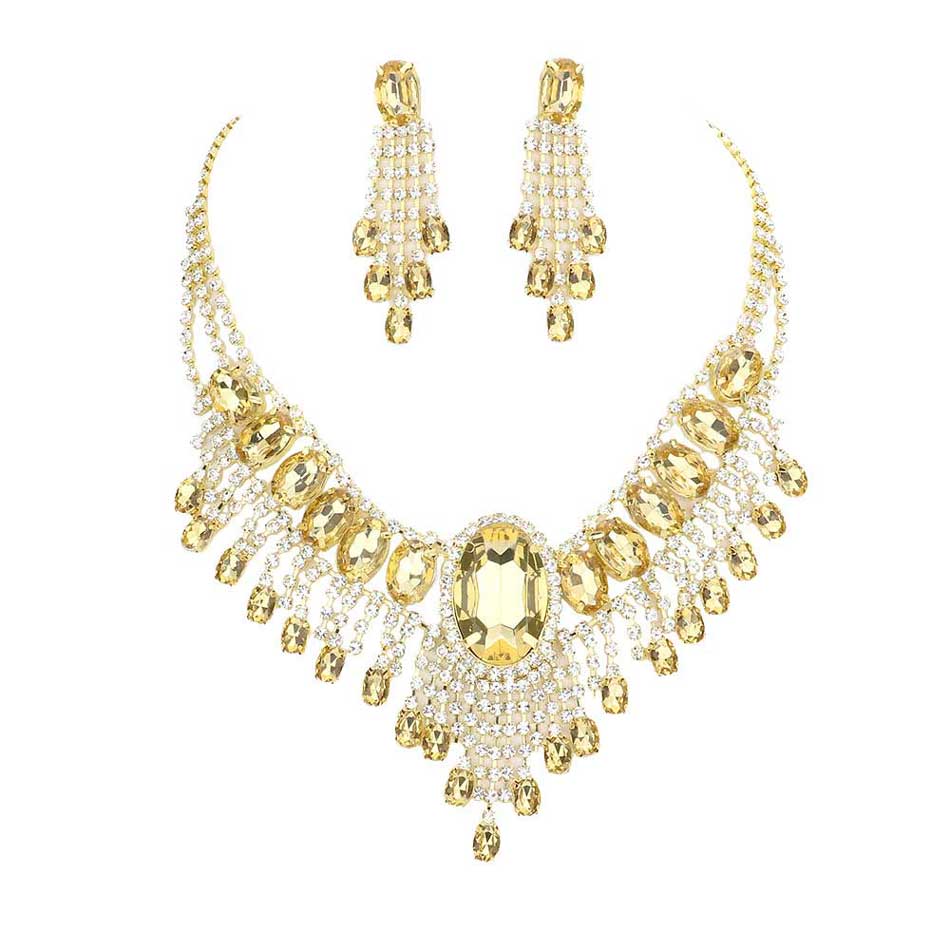 Topaz Glass Stone Ephemeral Wings Necklace, Glass Statement stunning jewelry set will sparkle all night long making you shine out like a diamond. Make a stylish addition to your fashion necklace and jewelry collection. put on a pop of color to complete your ensemble. perfect for a night out on the town or a black tie party, Perfect Gift, Birthday, Anniversary, Prom, Mother's Day Gift, Wedding, Bridesmaid etc.