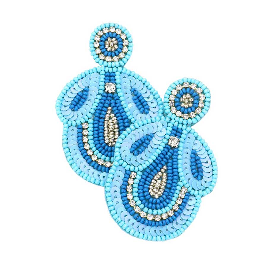 Turquoise Felt Back Beaded Dangle Earrings. This beaded handcrafted jewelry that fits your lifestyle, adding a polished finish to your look. Enhance your attire with these beautiful artisanal earrings to show off your fun trendsetting style. Lightweight and comfortable for wearing all day long. This is a fantastic gift for your loved ones.