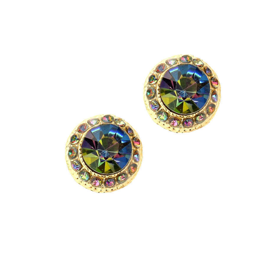Vitrail Round Stone Stud Evening Earrings. Beautifully crafted design adds a gorgeous glow to any outfit. Jewelry that fits your lifestyle! Perfect Birthday Gift, Anniversary Gift, Mother's Day Gift, Anniversary Gift, Graduation Gift, Prom Jewelry, Just Because Gift, Thank you Gift.