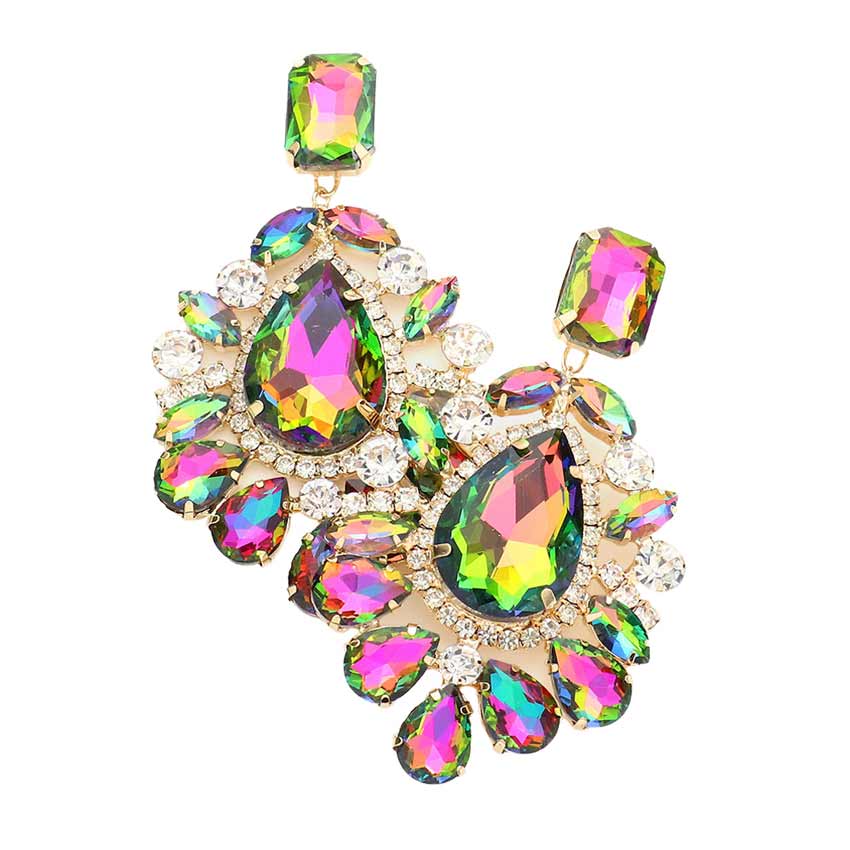 Vitrail Teardrop Stone Accented Dangle Evening Earrings, Beautifully crafted design adds a gorgeous glow to your special outfit. Stone Accented jewelry that fits your lifestyle on special occasions! Luminous Teardrop Stone and sparkling glow give these stunning earrings an elegant look and make you stand out. The perfect accessory for adding just the right amount of shimmer and a touch of class to special events.