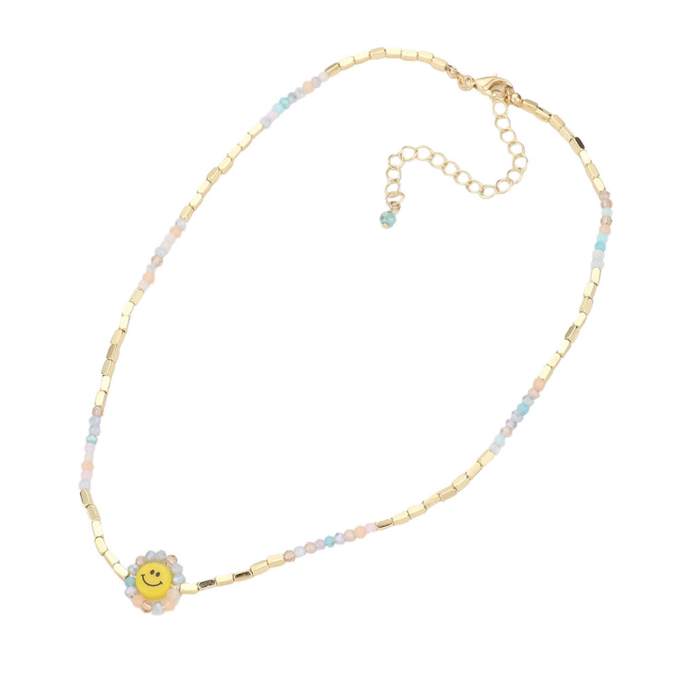 Wheat Multi Faceted Bead Trimmed Smile Accented Necklace, put on a pop of color to complete your ensemble. Perfect for adding just the right amount of shimmer & shine and a touch of class to special events. Perfect Birthday Gift, Anniversary Gift, Mother's Day Gift, Graduation Gift, Valentine’s Gift.