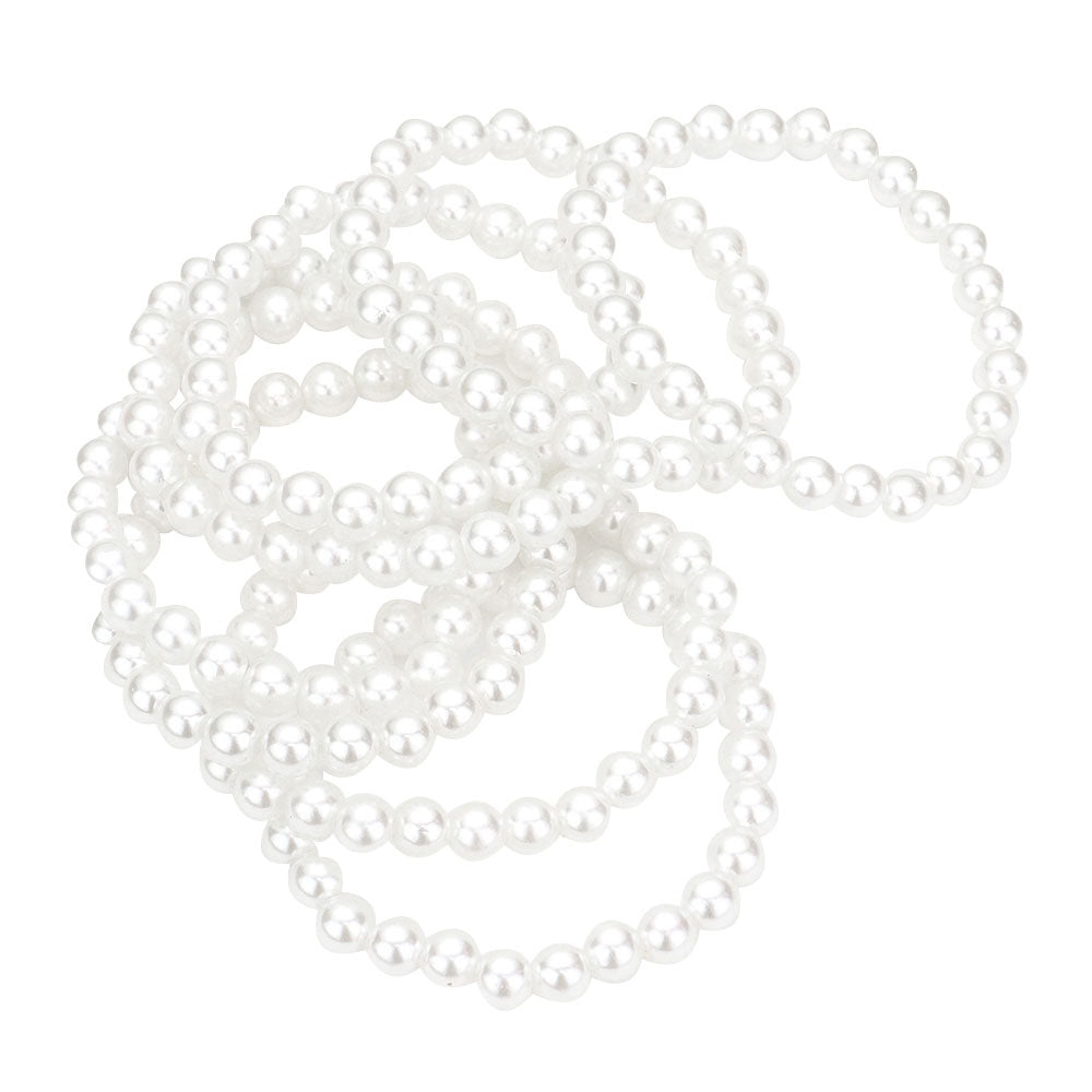 White 8PCS Pearl Stack Stretch Bracelets, these Charm stack Stretch bracelets can light up any outfit, and make you feel absolutely flawless. Fabulous fashion and sleek style adds a pop of pretty color to your attire. Make feel special by giving this Stretch bracelet as a gift and expressing your love for your special one.